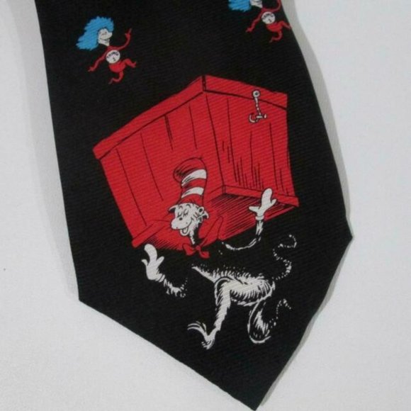 Dr Seuss Silk Tie Thing 1 Thing 2 Cat In The Hat - Picture 2 of 6